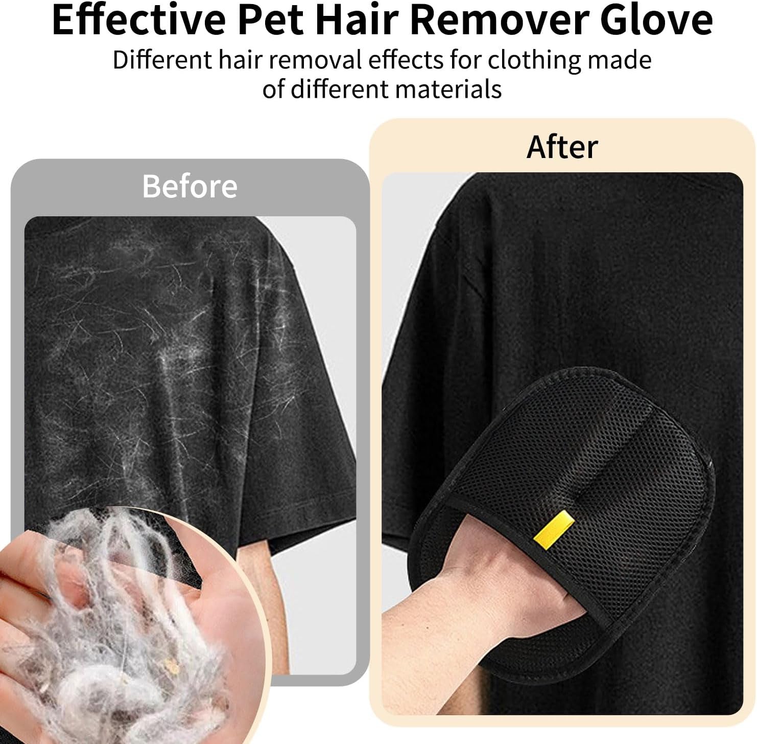 2PCS Pet Hair Remover Glove, Static Pet Hair Removal Glove