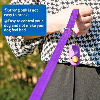 15/20/30/50/100 Ft Long Dog Training Leash with Clickers for Small, Medium and Large Dogs or Cats (30 Feet, Purple)