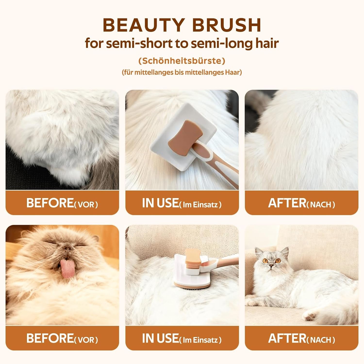Self-Cleaning Slicker Brush for Long Haired Cats,Dogs (Orange S)