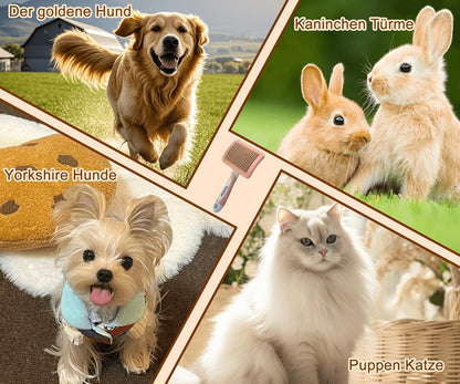 Self-Cleaning Slicker Brush for Long Haired Cats,Dogs (Orange S)