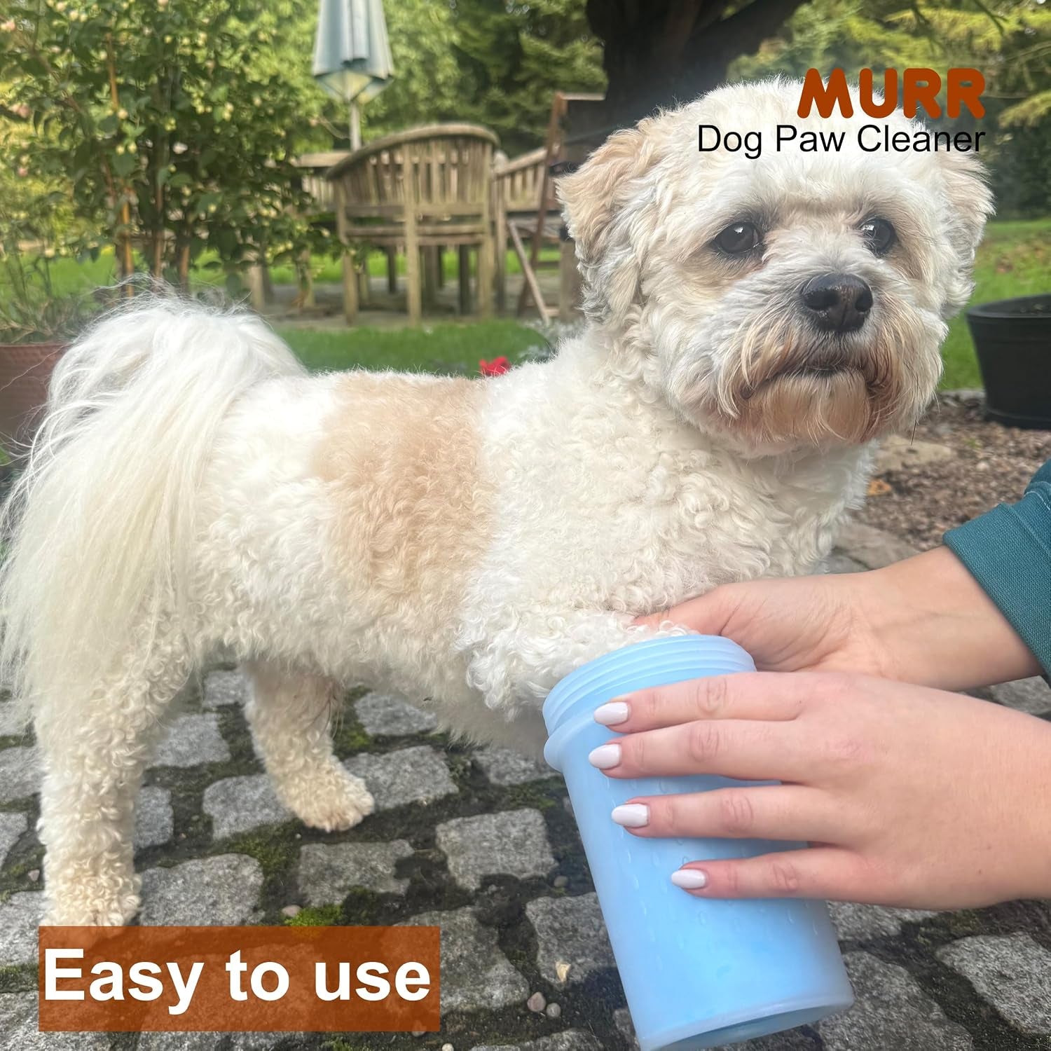 Dog Paw Cleaner Cup, Portable Dog Paw Washer for Medium Sized Dogs, Soft Silicone Bristles Muddy Paw Cleaner with Towel, Pet Foot Washer for Travel and Home Use (Blue)