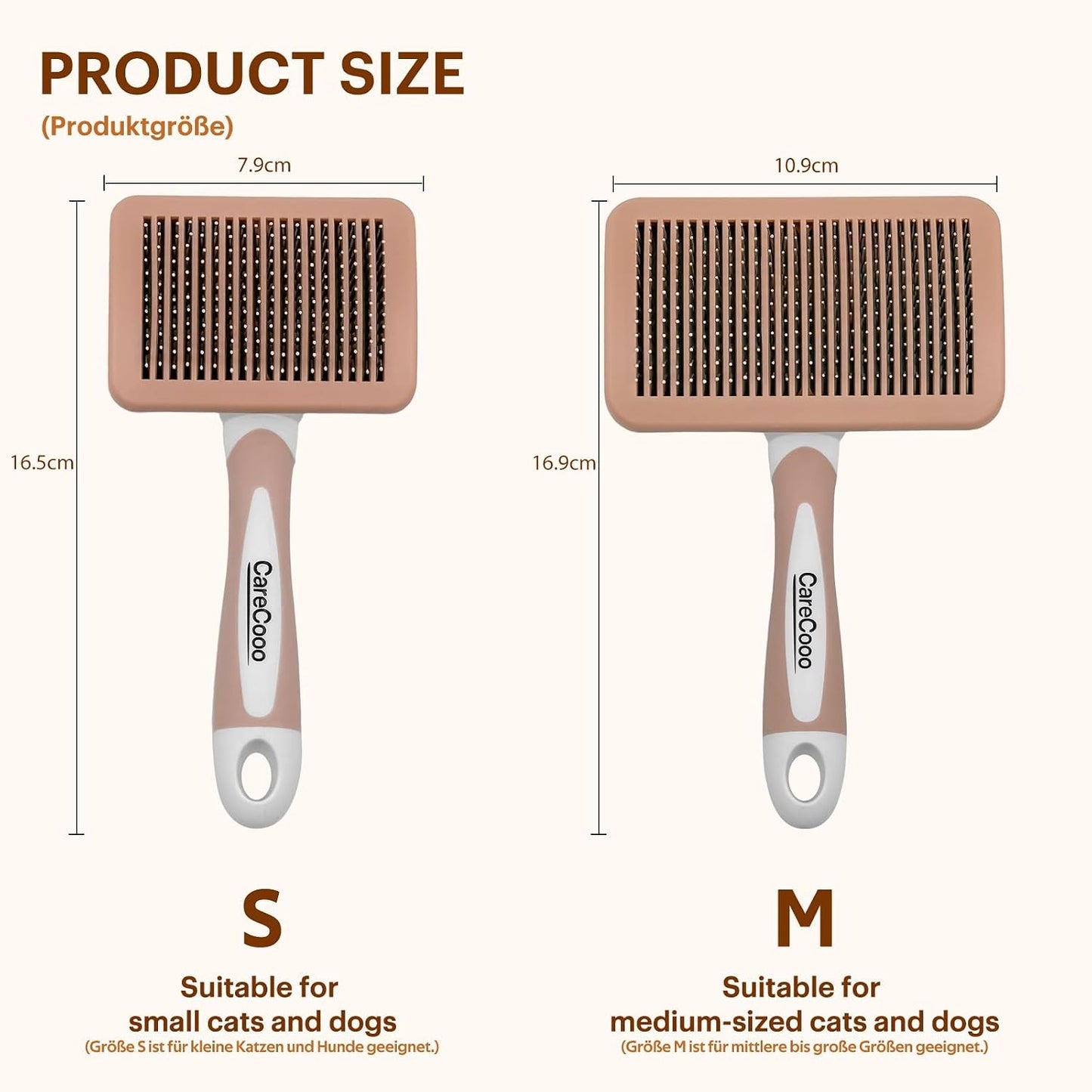 Self-Cleaning Slicker Brush for Long Haired Cats,Dogs (Orange S)