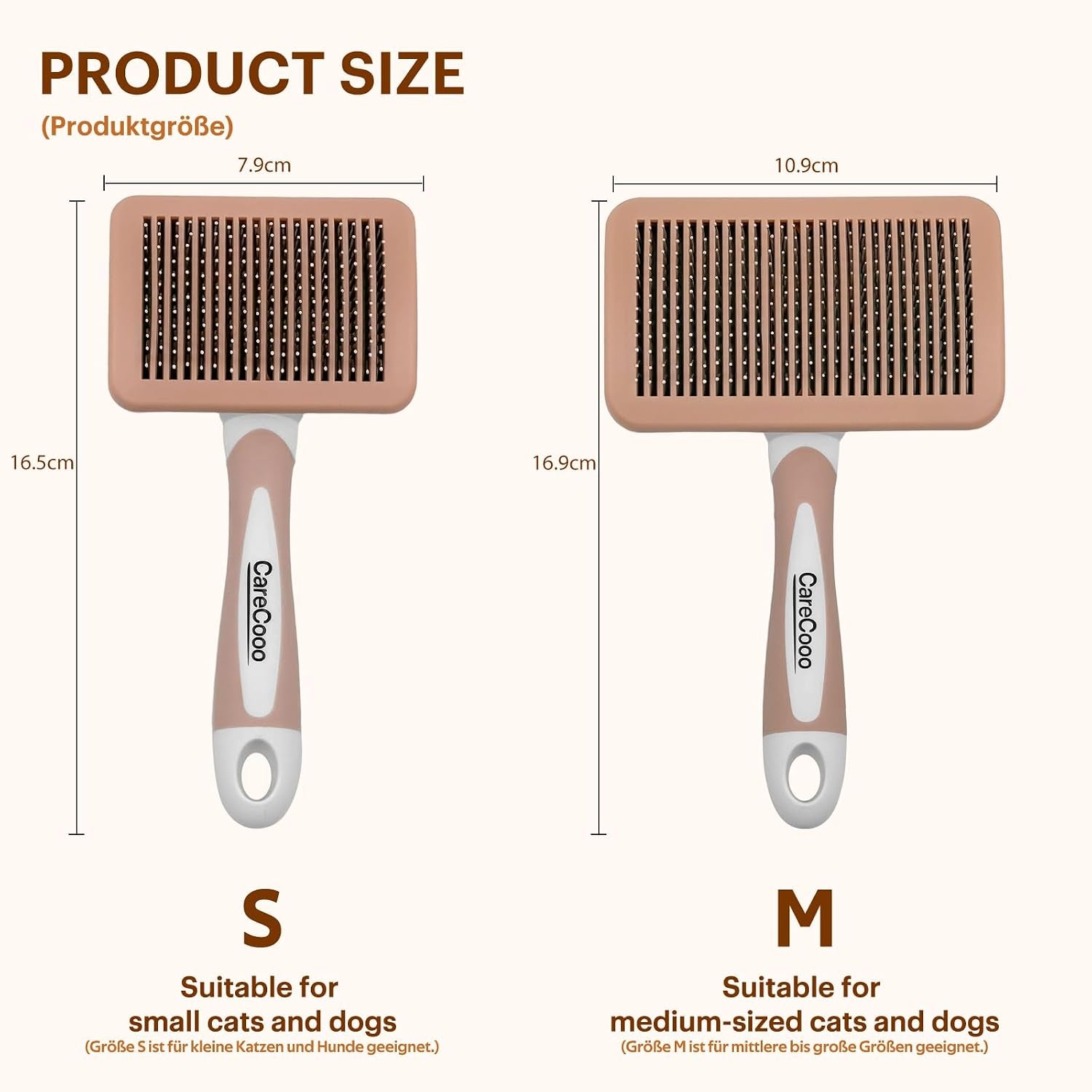 Self-Cleaning Slicker Brush for Long Haired Cats,Dogs (Orange S)