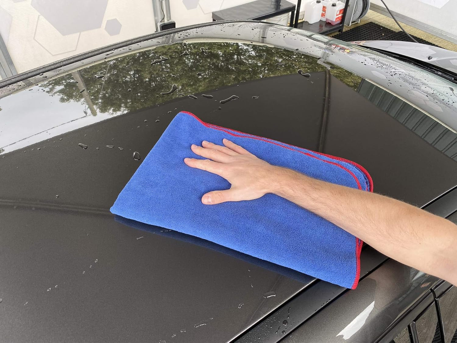 MF2 Microfibre Drying Towel - Ultra Soft, Super Absorbent, 450GSM Short Pile Wicks Away Water, Reduces Marring and Gloss Loss - Measures 60X90Cm Large Size Reusable Detailing Cloth, Blue