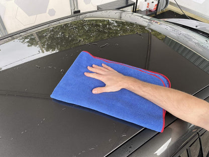 MF2 Microfibre Drying Towel - Ultra Soft, Super Absorbent, 450GSM Short Pile Wicks Away Water, Reduces Marring and Gloss Loss - Measures 60X90Cm Large Size Reusable Detailing Cloth, Blue