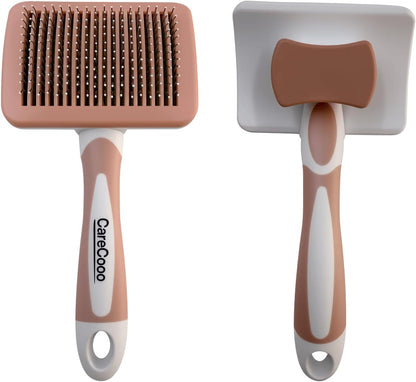 Self-Cleaning Slicker Brush for Long Haired Cats,Dogs (Orange S)