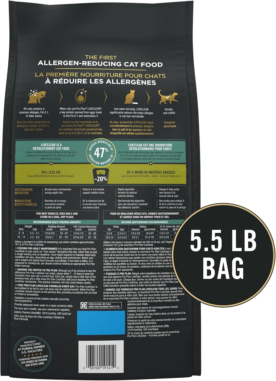 Purina Pro Plan Liveclear Allergen Reducer Cat Food Weight Control, 5.5 Lb