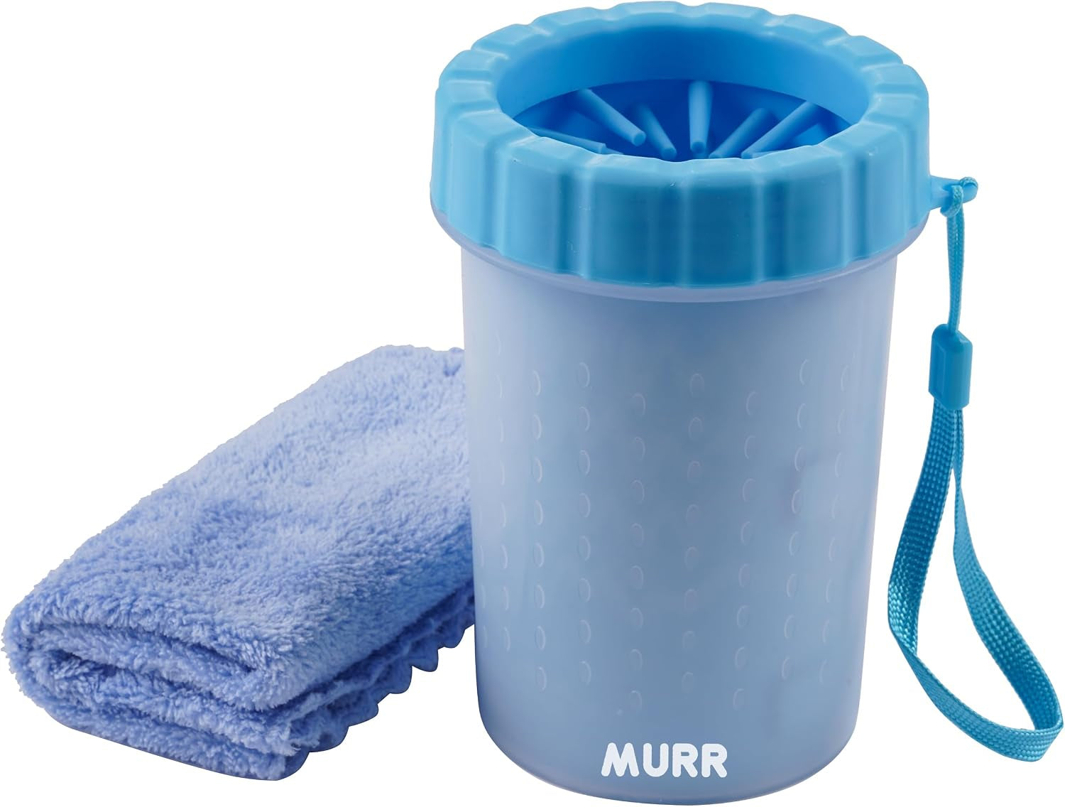 Dog Paw Cleaner Cup, Portable Dog Paw Washer for Medium Sized Dogs, Soft Silicone Bristles Muddy Paw Cleaner with Towel, Pet Foot Washer for Travel and Home Use (Blue)
