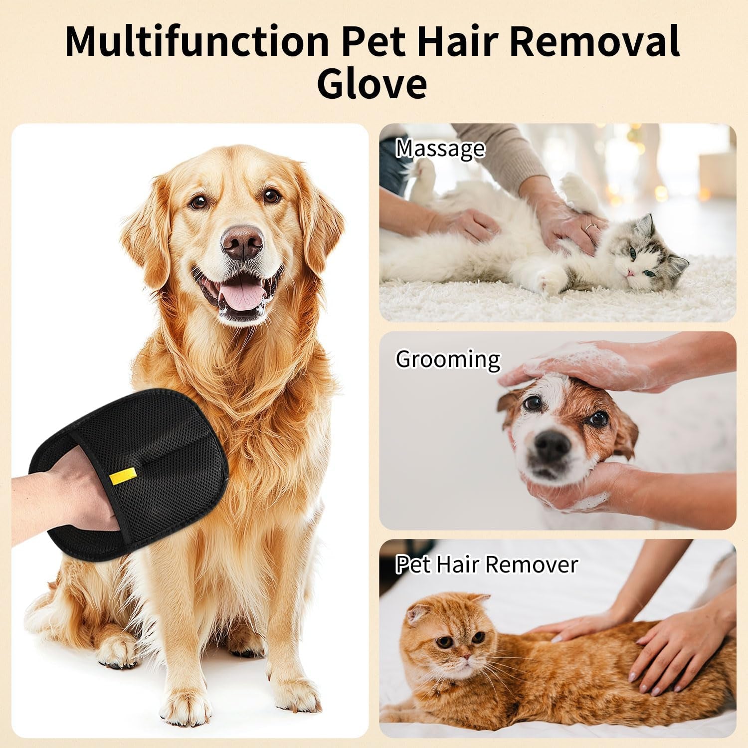 2PCS Pet Hair Remover Glove, Static Pet Hair Removal Glove