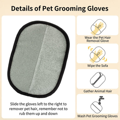 2PCS Pet Hair Remover Glove, Static Pet Hair Removal Glove