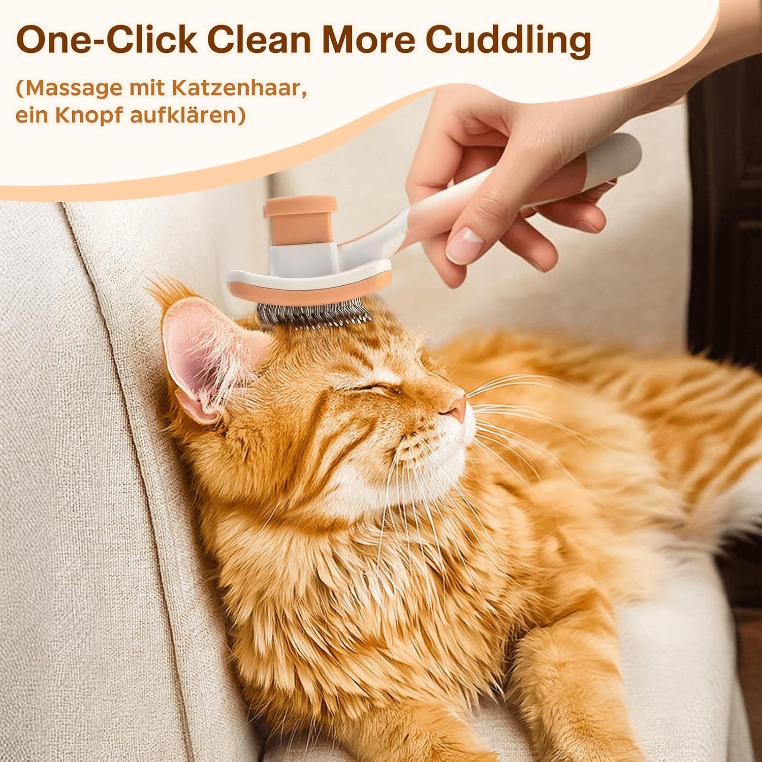 Self-Cleaning Slicker Brush for Long Haired Cats,Dogs (Orange S)