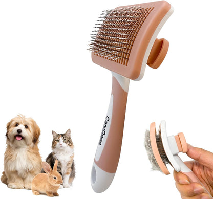 Self-Cleaning Slicker Brush for Long Haired Cats,Dogs (Orange S)